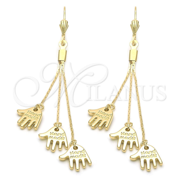 Oro Laminado Long Earring, Gold Filled Style Hand Design, Polished, Golden Finish, 5.096.002