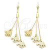 Oro Laminado Long Earring, Gold Filled Style Hand Design, Polished, Golden Finish, 5.096.002