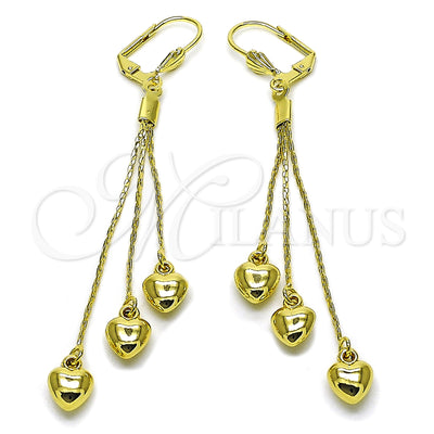 Oro Laminado Long Earring, Gold Filled Style Heart Design, Polished, Golden Finish, 5.097.002 for wholesale, main product view