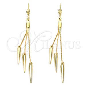 Oro Laminado Long Earring, Gold Filled Style Polished, Golden Finish, 5.094.009