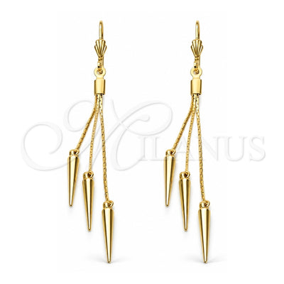 Oro Laminado Long Earring, Gold Filled Style Polished, Golden Finish, 5.094.009