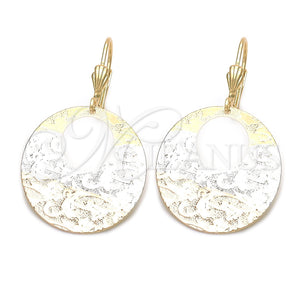 Oro Laminado Dangle Earring, Gold Filled Style Polished, Tricolor, 5.112.007