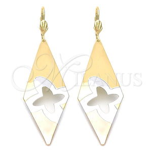 Oro Laminado Dangle Earring, Gold Filled Style Polished, Tricolor, 5.078.007