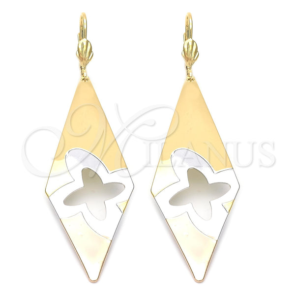 Oro Laminado Dangle Earring, Gold Filled Style Polished, Tricolor, 5.078.007