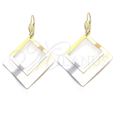 Oro Laminado Dangle Earring, Gold Filled Style Polished, Tricolor, 5.070.005