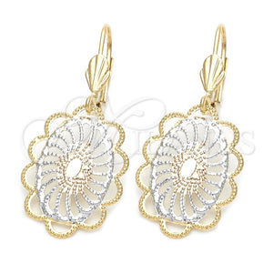 Oro Laminado Dangle Earring, Gold Filled Style Polished, Tricolor, 5.084.009