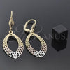 Oro Laminado Dangle Earring, Gold Filled Style Hollow Design, Polished, Tricolor, 5.108.016