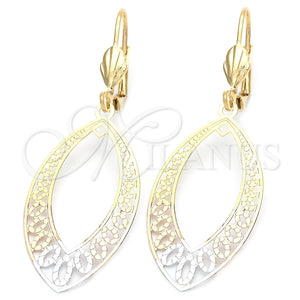 Oro Laminado Dangle Earring, Gold Filled Style Hollow Design, Polished, Tricolor, 5.108.016