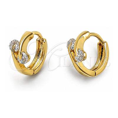 Oro Laminado Huggie Hoop, Gold Filled Style with White Cubic Zirconia, Polished, Golden Finish, 5.131.033