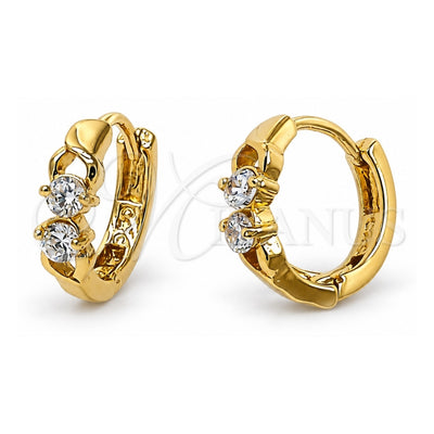 Oro Laminado Huggie Hoop, Gold Filled Style with White Cubic Zirconia, Polished, Golden Finish, 5.131.022