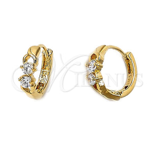 Oro Laminado Huggie Hoop, Gold Filled Style with White Cubic Zirconia, Polished, Golden Finish, 5.131.022