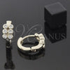 Oro Laminado Huggie Hoop, Gold Filled Style with White Cubic Zirconia, Polished, Golden Finish, 5.130.001