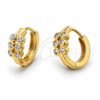 Oro Laminado Huggie Hoop, Gold Filled Style with White Cubic Zirconia, Polished, Golden Finish, 5.130.001