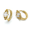 Oro Laminado Huggie Hoop, Gold Filled Style with White Cubic Zirconia, Polished, Golden Finish, 5.132.004