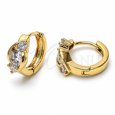 Oro Laminado Huggie Hoop, Gold Filled Style with White Cubic Zirconia, Polished, Golden Finish, 5.132.022