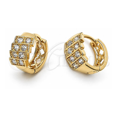 Oro Laminado Huggie Hoop, Gold Filled Style with White Cubic Zirconia, Polished, Golden Finish, 5.132.027