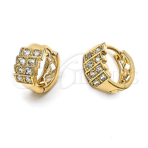 Oro Laminado Huggie Hoop, Gold Filled Style with White Cubic Zirconia, Polished, Golden Finish, 5.132.027