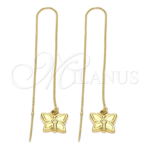 Oro Laminado Threader Earring, Gold Filled Style Butterfly Design, Polished, Golden Finish, 5.113.003