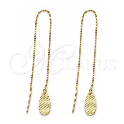 Oro Laminado Threader Earring, Gold Filled Style Teardrop Design, Polished, Golden Finish, 5.115.011