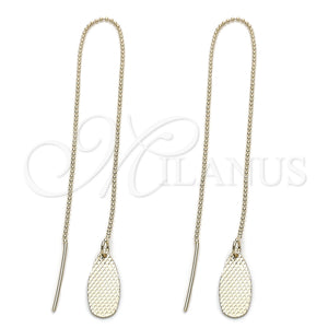 Oro Laminado Threader Earring, Gold Filled Style Teardrop Design, Polished, Golden Finish, 5.115.011