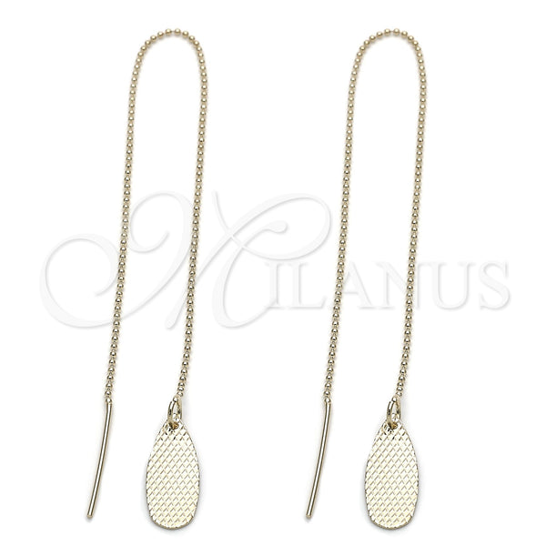 Oro Laminado Threader Earring, Gold Filled Style Teardrop Design, Polished, Golden Finish, 5.115.011