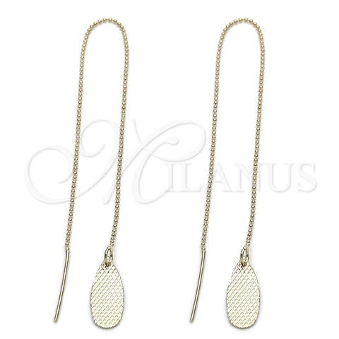 Oro Laminado Threader Earring, Gold Filled Style Teardrop Design, Polished, Golden Finish, 5.115.011