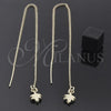 Oro Laminado Threader Earring, Gold Filled Style Leaf Design, Polished, Golden Finish, 5.116.003
