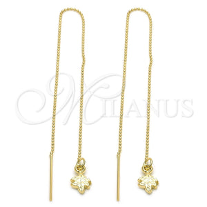 Oro Laminado Threader Earring, Gold Filled Style Leaf Design, Polished, Golden Finish, 5.116.003