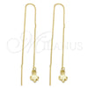 Oro Laminado Threader Earring, Gold Filled Style Leaf Design, Polished, Golden Finish, 5.116.003