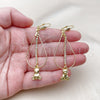 Oro Laminado Long Earring, Gold Filled Style Teddy Bear Design, with White Crystal, Polished, Golden Finish, 5.116.015