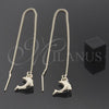 Oro Laminado Threader Earring, Gold Filled Style Dolphin Design, Polished, Golden Finish, 5.118.011
