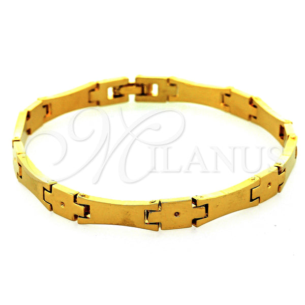 Oro Laminado Solid Bracelet, Gold Filled Style Polished, Golden Finish, 03.63.0534 (08 MM Thickness, 8 Inches Length)