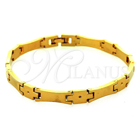 Oro Laminado Solid Bracelet, Gold Filled Style Polished, Golden Finish, 03.63.0534 (08 MM Thickness, 8 Inches Length)