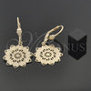 Oro Laminado Dangle Earring, Gold Filled Style Flower Design, Polished, Tricolor, 5.121.018