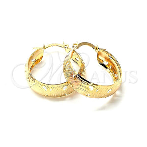 Oro Laminado Small Hoop, Gold Filled Style Diamond Cutting Finish, Tricolor, 02.21.0246