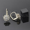 Oro Laminado Leverback Earring, Gold Filled Style Flower Design, with White Crystal, Polished, Golden Finish, 5.125.006