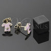 Oro Laminado Stud Earring, Gold Filled Style Pink Enamel Finish, Golden Finish, 5.126.005 *PROMO*