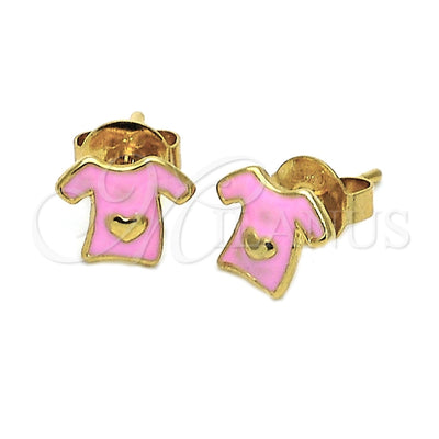 Oro Laminado Stud Earring, Gold Filled Style Pink Enamel Finish, Golden Finish, 5.126.005 *PROMO* for wholesale, main product view