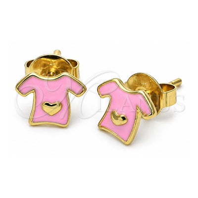 Oro Laminado Stud Earring, Gold Filled Style Pink Enamel Finish, Golden Finish, 5.126.005 *PROMO*