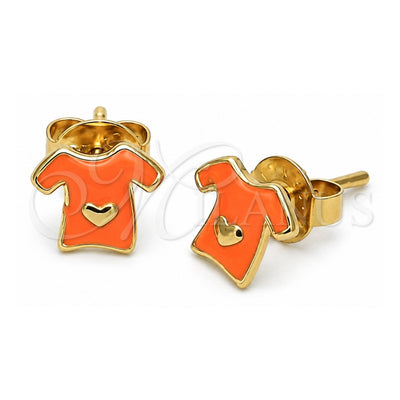Oro Laminado Stud Earring, Gold Filled Style Orange Enamel Finish, Golden Finish, 5.126.008 *PROMO*