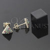 Oro Laminado Stud Earring, Gold Filled Style with White Crystal, Polished, Golden Finish, 5.127.013 *PROMO*