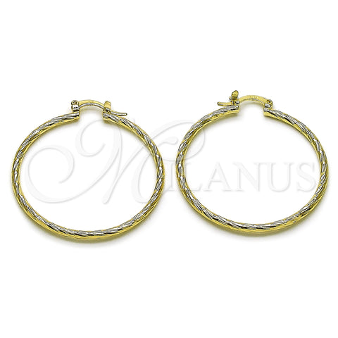 Oro Laminado Medium Hoop, Gold Filled Style Brushed Finish, Golden Finish, 5.136.028.40