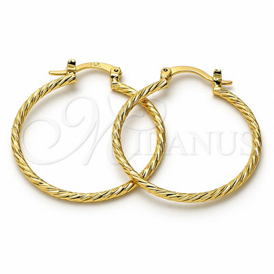 Oro Laminado Medium Hoop, Gold Filled Style Brushed Finish, Golden Finish, 5.136.028.30