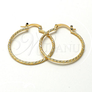 Oro Laminado Medium Hoop, Gold Filled Style Brushed Finish, Golden Finish, 5.136.028.30