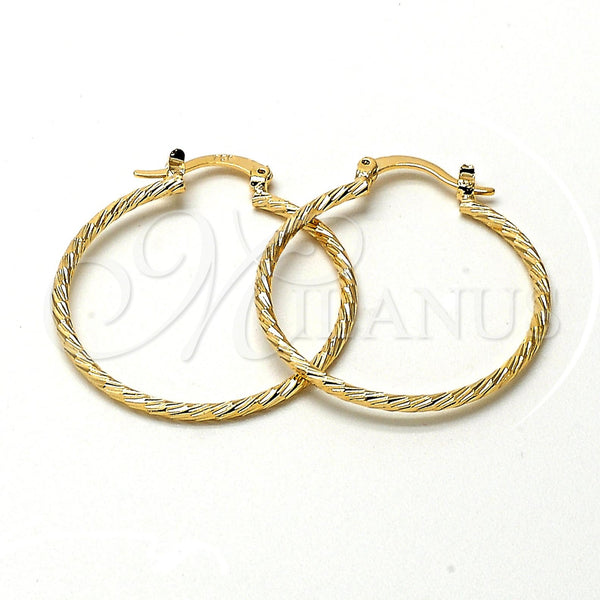 Oro Laminado Medium Hoop, Gold Filled Style Brushed Finish, Golden Finish, 5.136.028.30