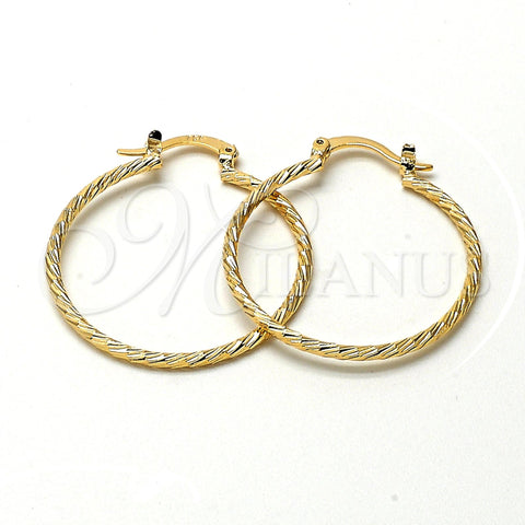 Oro Laminado Medium Hoop, Gold Filled Style Brushed Finish, Golden Finish, 5.136.028.30