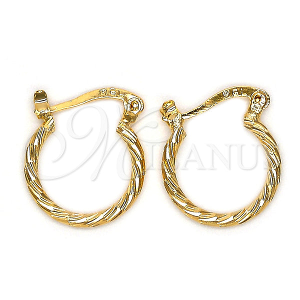 Oro Laminado Children Hoop, Gold Filled Style Brushed Finish, Golden Finish, 5.136.032.15