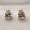 Oro Laminado Stud Earring, Gold Filled Style with White Cubic Zirconia, Polished, Golden Finish, 5.128.022