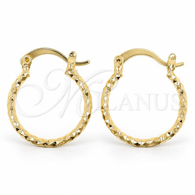 Oro Laminado Small Hoop, Gold Filled Style Diamond Cutting Finish, Golden Finish, 5.136.037.20