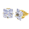 Oro Laminado Stud Earring, Gold Filled Style with White Cubic Zirconia, Polished, Golden Finish, 5.128.029